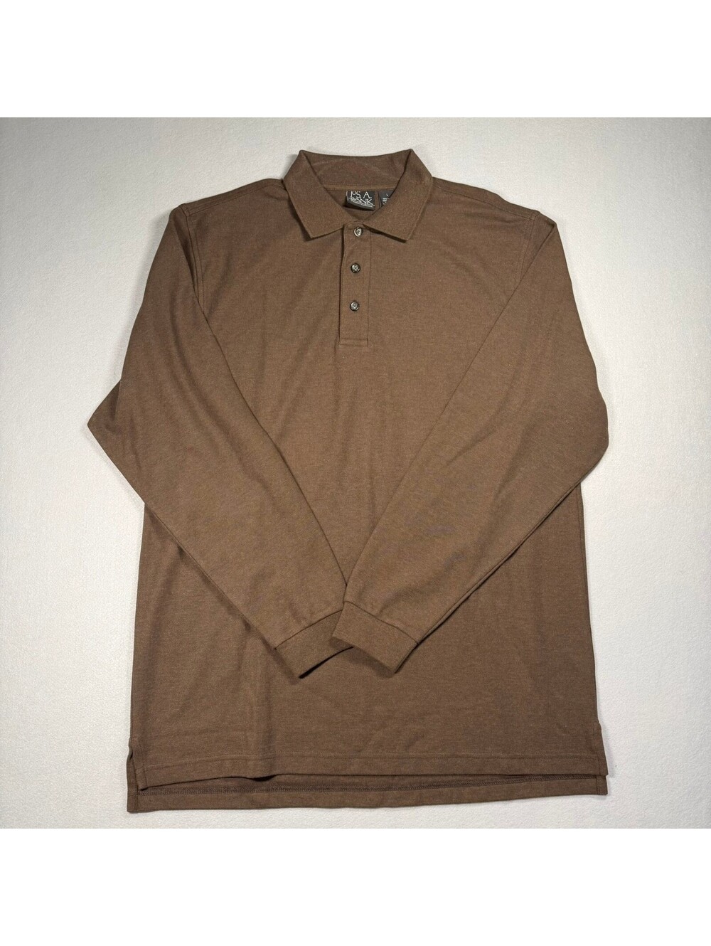 Jos A Bank Traveler's Collection Long Sleeve Pique Polo Brown Mens Large NWOT